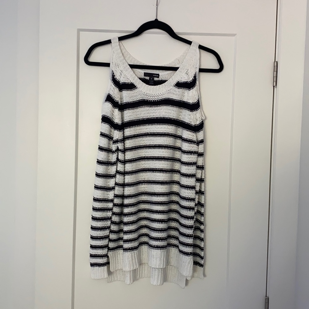 Striped sweater with cutout shoulders